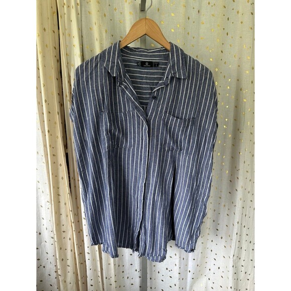 Volcom Coco Ho Sun Chambray Button Down Chest Pockets Stripe Tunic Shirt S - Picture 5 of 8